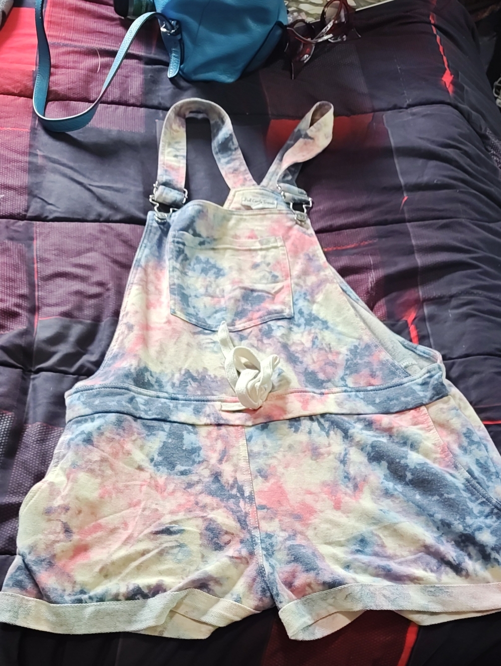 Full Circle Trends Pastel Tie-Dye Shortalls / Overall Shorts Size large